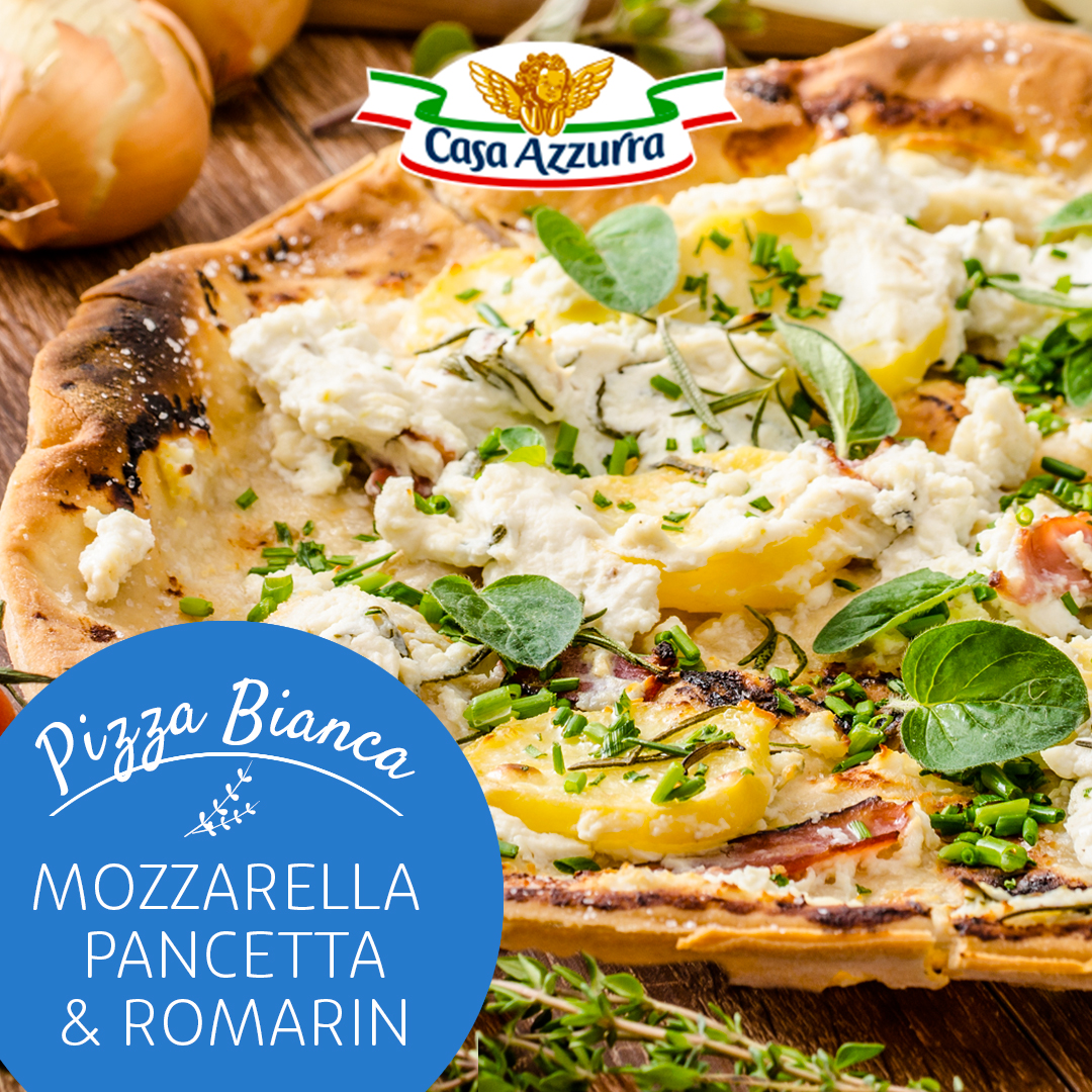 Pizza bianca à la pancetta, romarin et mozzarella Casa Azzurra