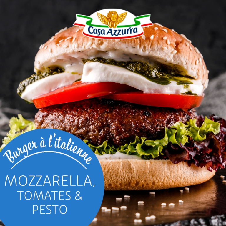Burger tomates, pesto et mozzarella Casa Azzurra