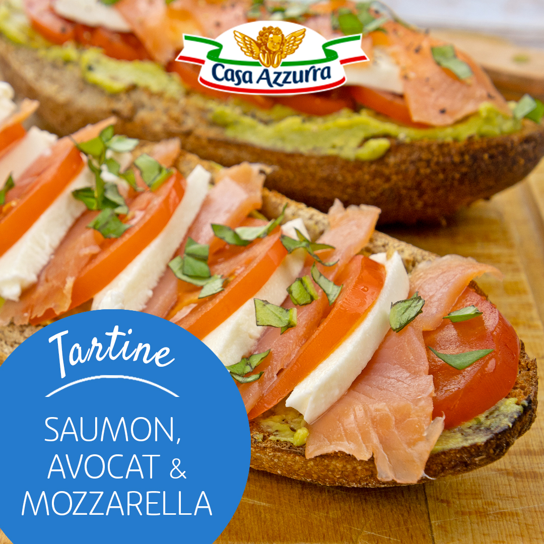 Tartine saumon, avocat et mozzarella Casa Azzurra