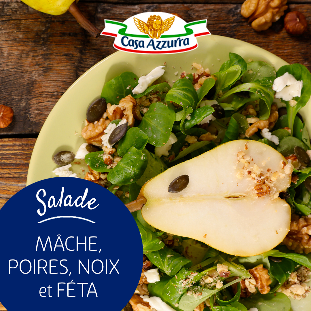 Salade de mâche aux poires, noix et féta Casa