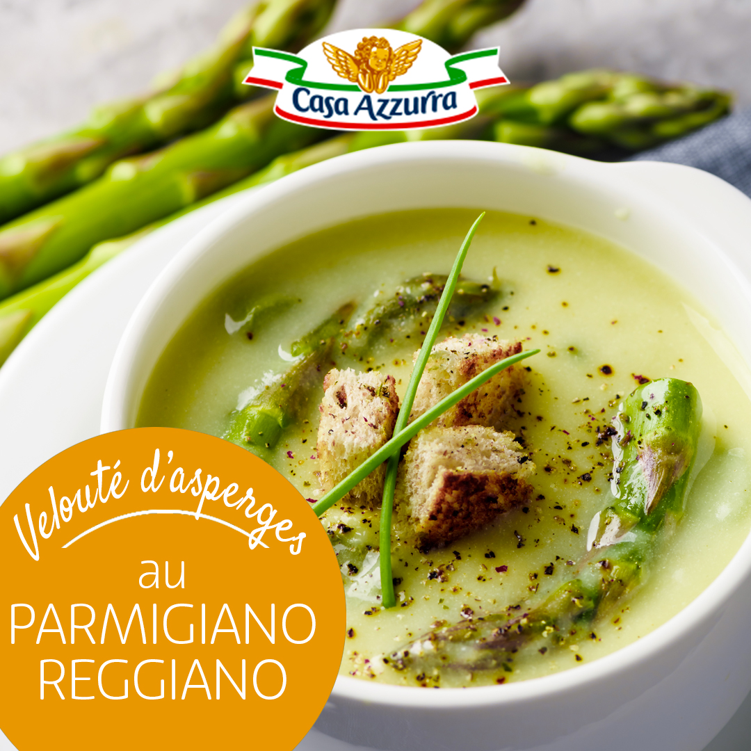 Velouté d'asperges vertes au parmigiano reggiano Casa Azzurra