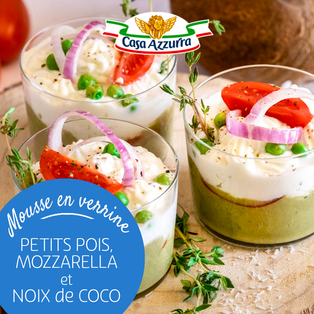 Mousse petits pois et mozzarella Casa Azzurra parfumée à la noix de coco