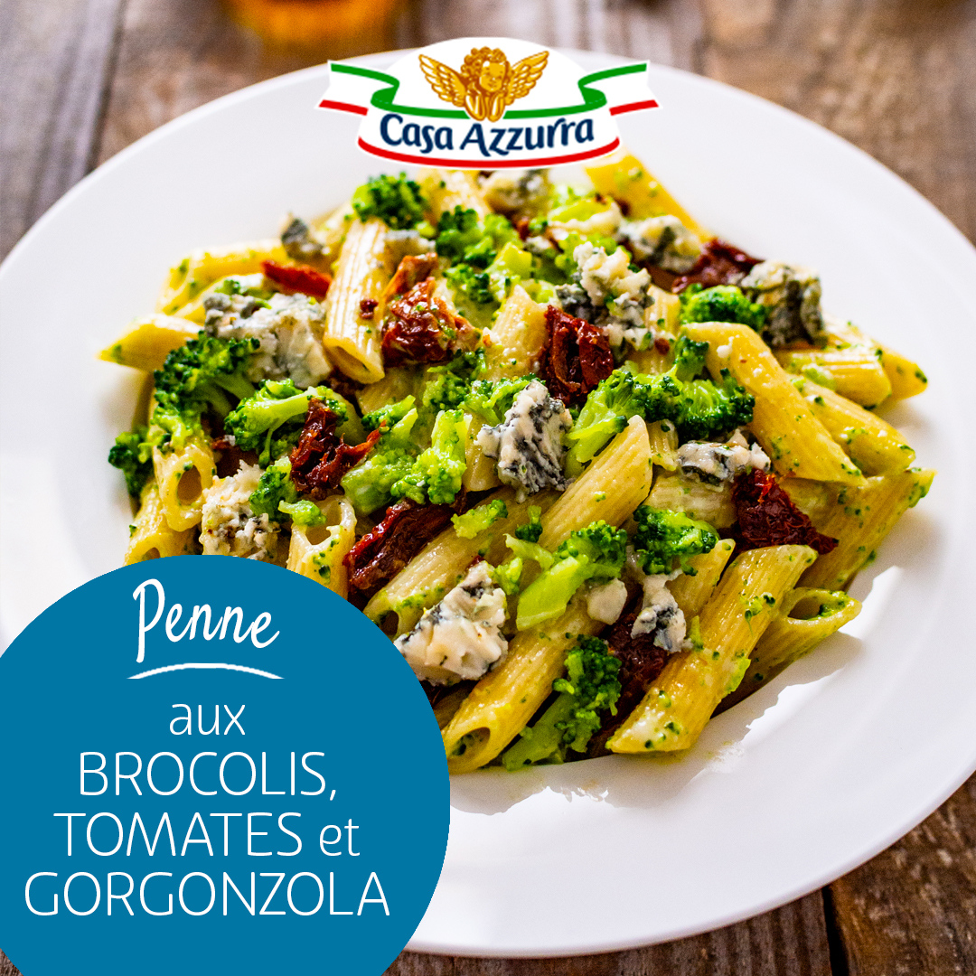 Penne aux brocolis, tomates séchées et gorgonzola Casa Azzurra