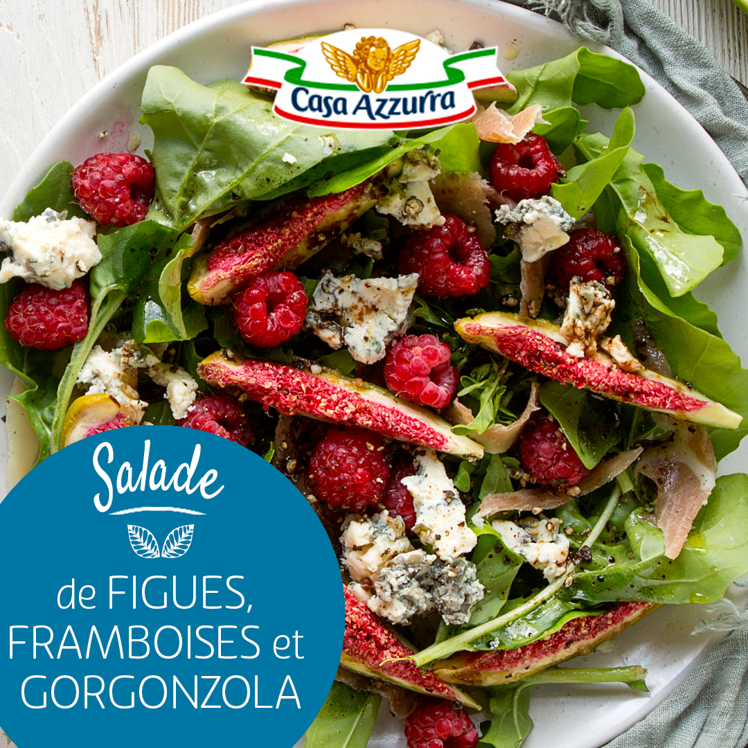 Salade aux figues, framboises et gorgonzola Casa Azzurra