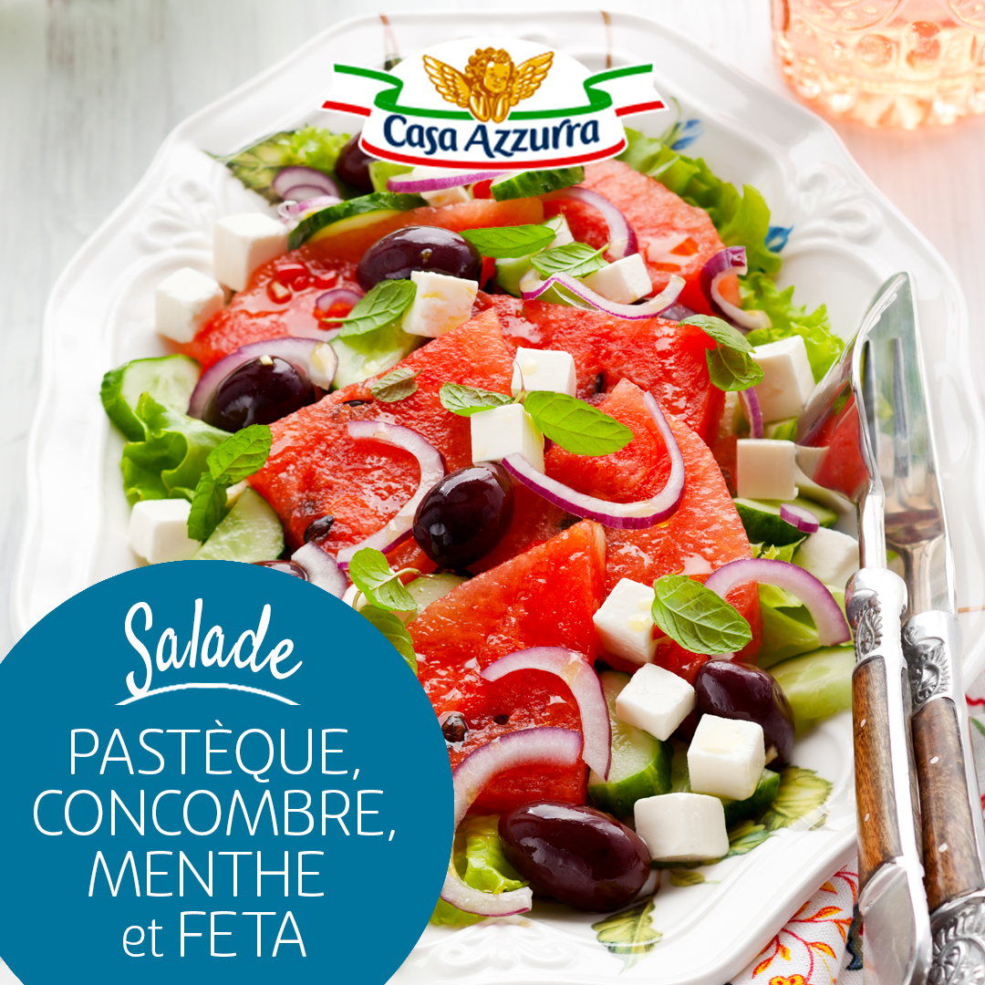 Salade pastèque, concombre, menthe et feta Casa Azzurra