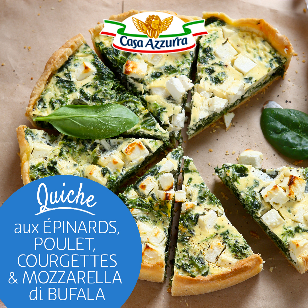 Quiche aux épinards, poulet, courgettes et mozzarella di bufala Casa Azzurra