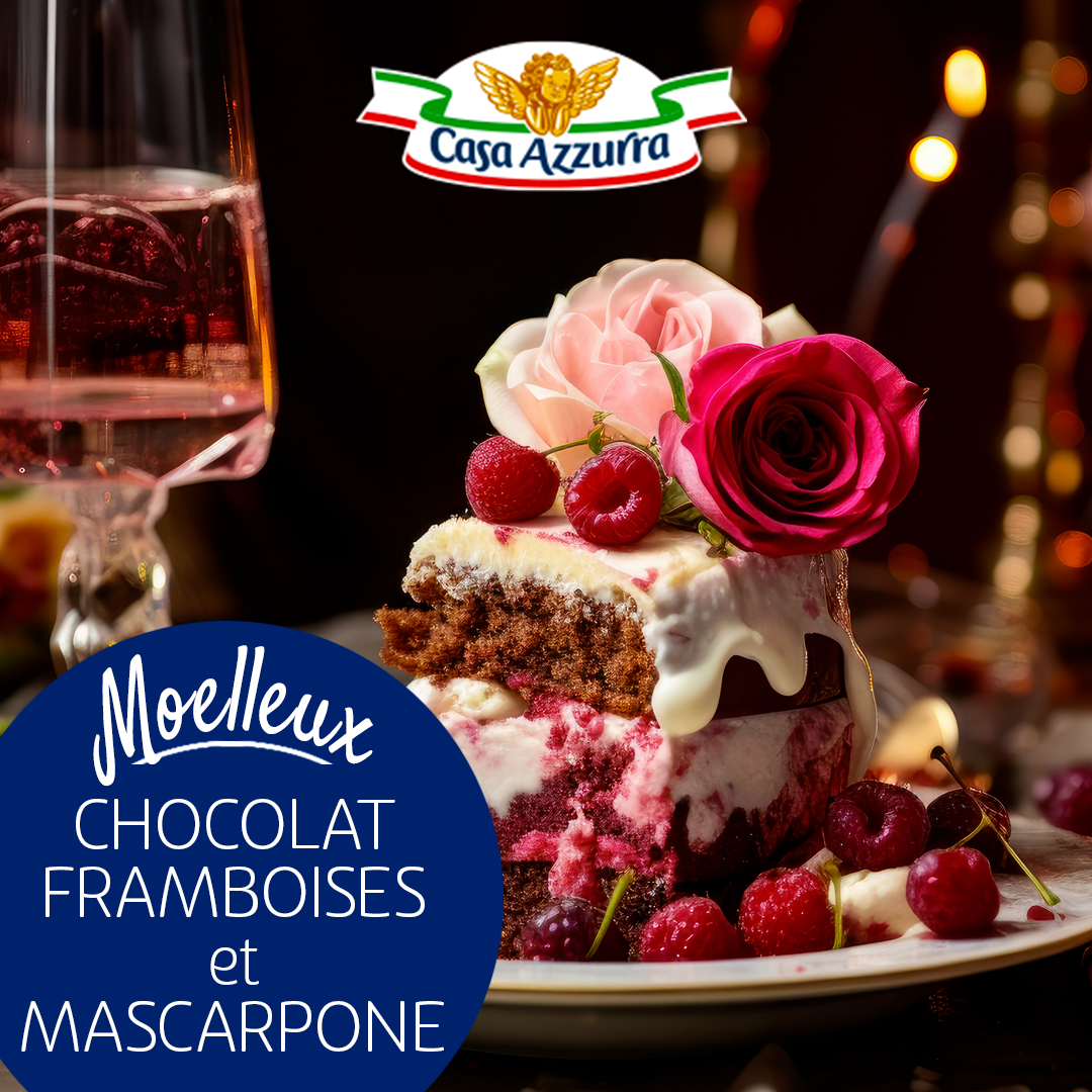 Gâteau moelleux chocolat framboises et mascarpone Casa Azzurra