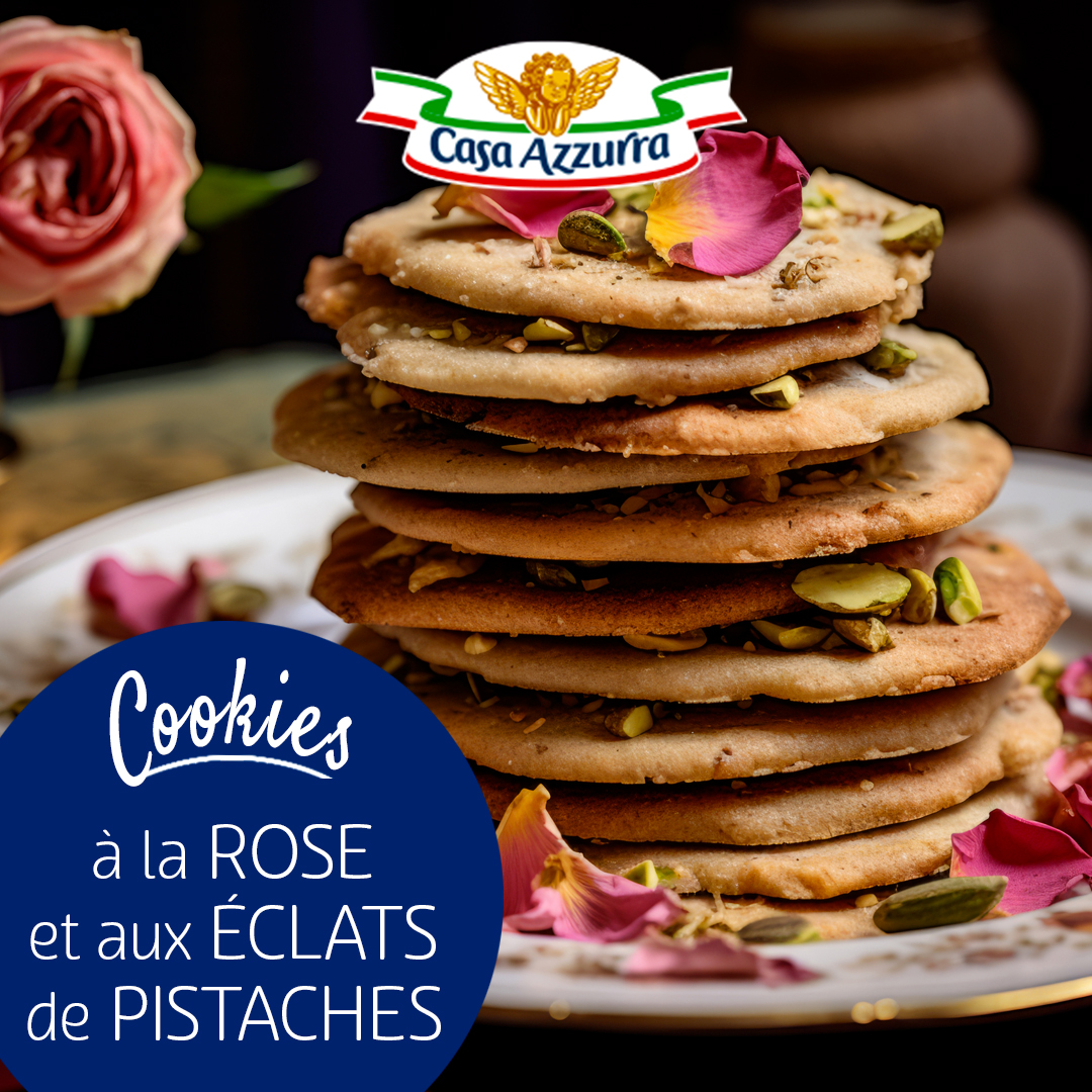 Cookies à la rose et aux éclats de pistaches avec du mascarpone Casa Azzurra