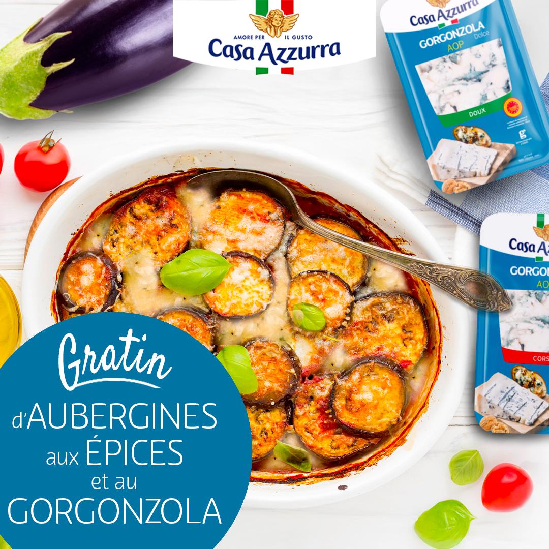 Gratin d'aubergines aux épices et au gorgonzola AOP Casa Azzurra