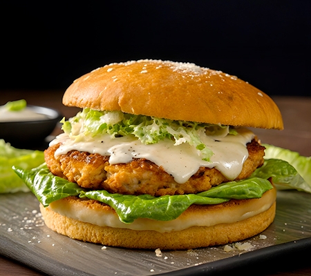 Burger Caesar au poulet et au parmigiano reggiano AOP