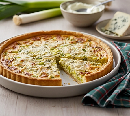 Tarte aux poireaux et au mascarpone, avec du gorgonzola AOP Casa Azzurra