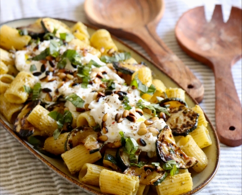 Rigatoni aux courgettes et à la stracciatella Casa Azzurra