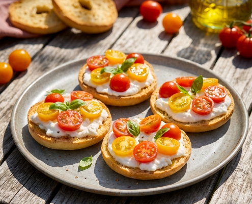 Friselle aux tomates cerises et burrata Casa Azzurra