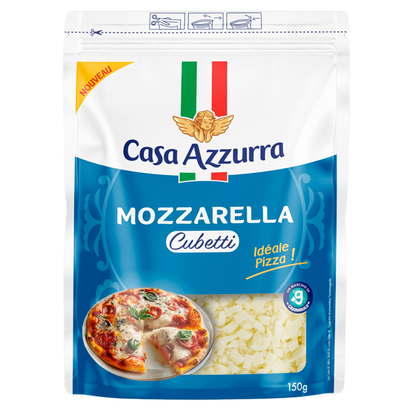 CASA AZZURRA - MOZZARELLA DE VACHE CUBETTI - 150g CASA AZZURRA - MOZZARELLA DE VACHE CUBETTI - 150g